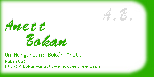 anett bokan business card