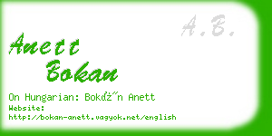 anett bokan business card